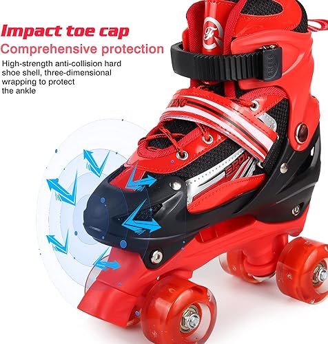Miniatura 7 de Perzcare Patines para niñasniños, patines para niños, para exteriores, interiores, ajustables, 4 tamaños con ruedas iluminadas