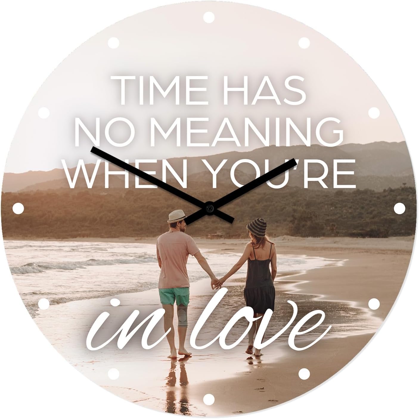 Soul Décor Time Has No Meaning Wall Clock, Silent Non-Ticking, Battery Operated Kitchen Decor Clock, Aluminum Composite Face, UV Protected Ink Print, Suitable for Offices, Bedrooms, and Bathrooms