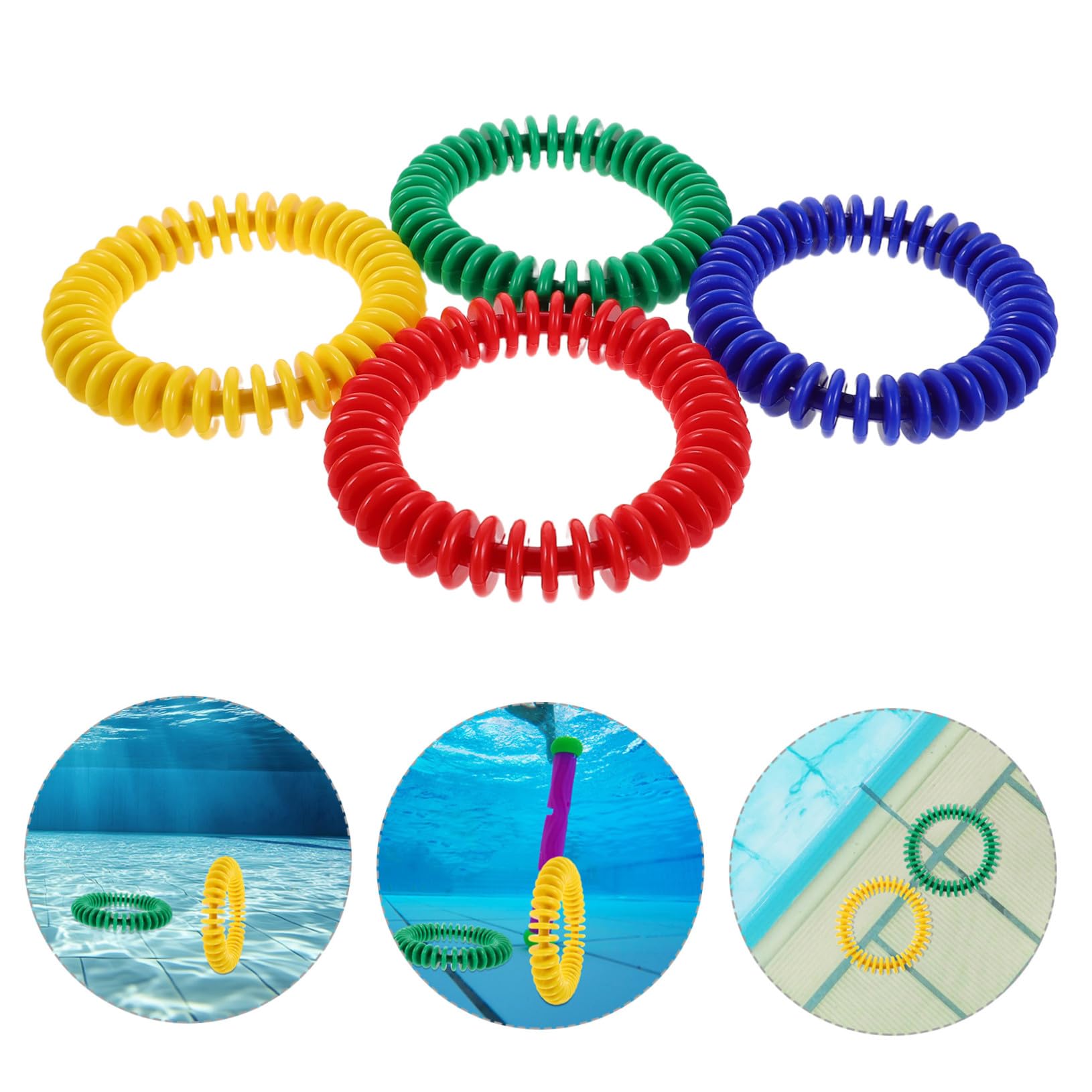 Toyvian 4 Pièces Jeux de Plongée pour Garçon Fille Anneaux de Natation Bouées Anneaux de Jet Entraînement sous-Marin Bouées de Natation