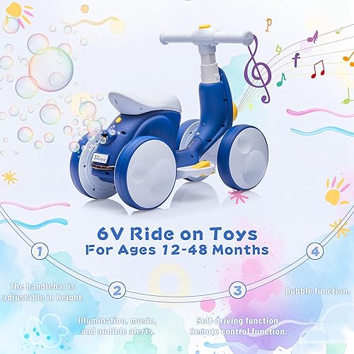 Miniatura 4 de Bicicleta eléctrica de equilibrio para bebés de 6 V para niños de 1 año, juguetes de paseo para niños de 12 a 48 meses, bicicleta de equilibrio para