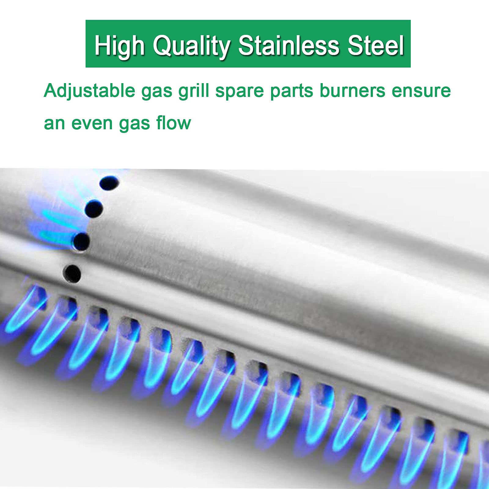 Well Grill Quemador Universal para Parrilla de Gas, Tubo de Quemador de Acero Inoxidable, Pieza de Repuesto para Barbacoa Weber, Uniflame, Ajustable de 35,5 cm a 48,3 cm (Cola Redonda)