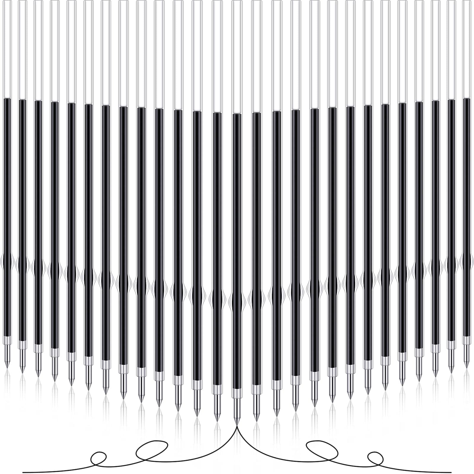 60 Pcs 0.7 mm Black Retractable Pen Refills Bulk 4.2inch Replacement Ballpoint Ink Pen Refills for Click Ball Point Pens School Office Supplies