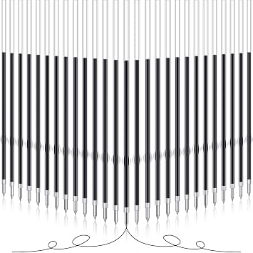 Outus 60 Pcs 0.7 mm Black Retractable Pen Refills Bulk 4.2inch Replacement Ballpoint Ink Pen Refills for Click Ball Point Pens School Office Supplies