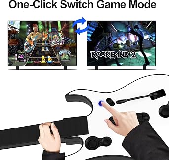 DOYO Guitar Hero Guitar, Wireless PC Guitar Hero Controller for PlayStation 3 PS3 with Dongle for Clone Hero, Rock Band Guitar Hero Games, White