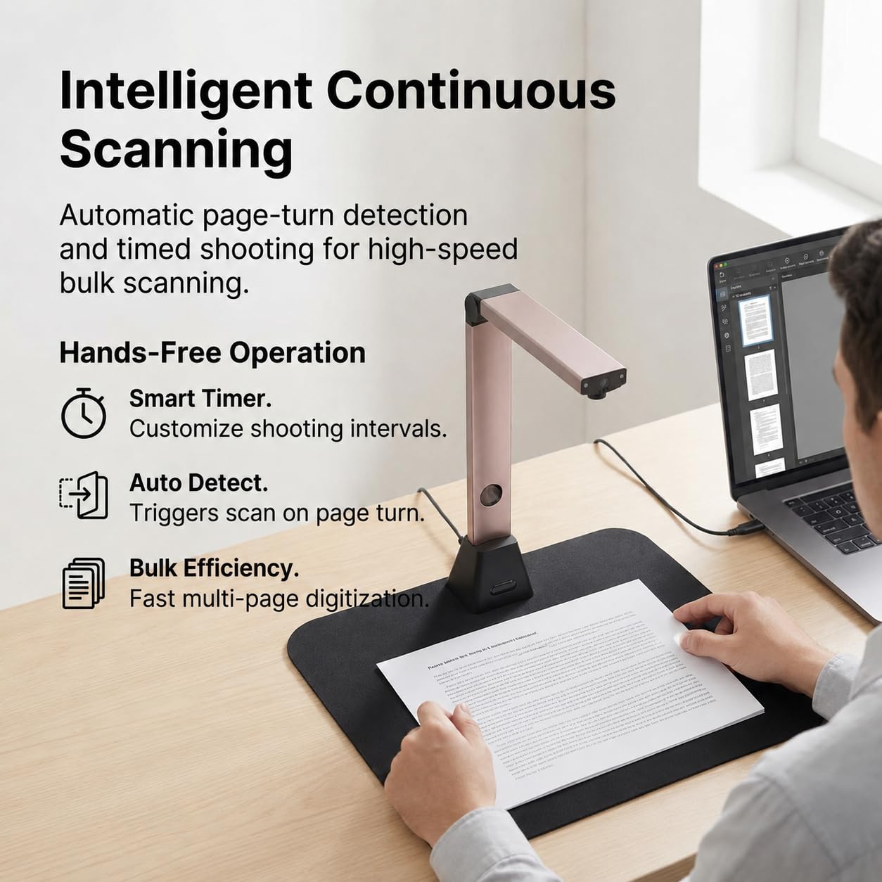 Scanner Documenti Portatile A3: 18MP Alta Definizione Scansione Multi-Formato con OCR 130 Lingue Appiattimento Curve USB Windows (Non Compatibile Mac) per Casa Ufficio Business Istruzione