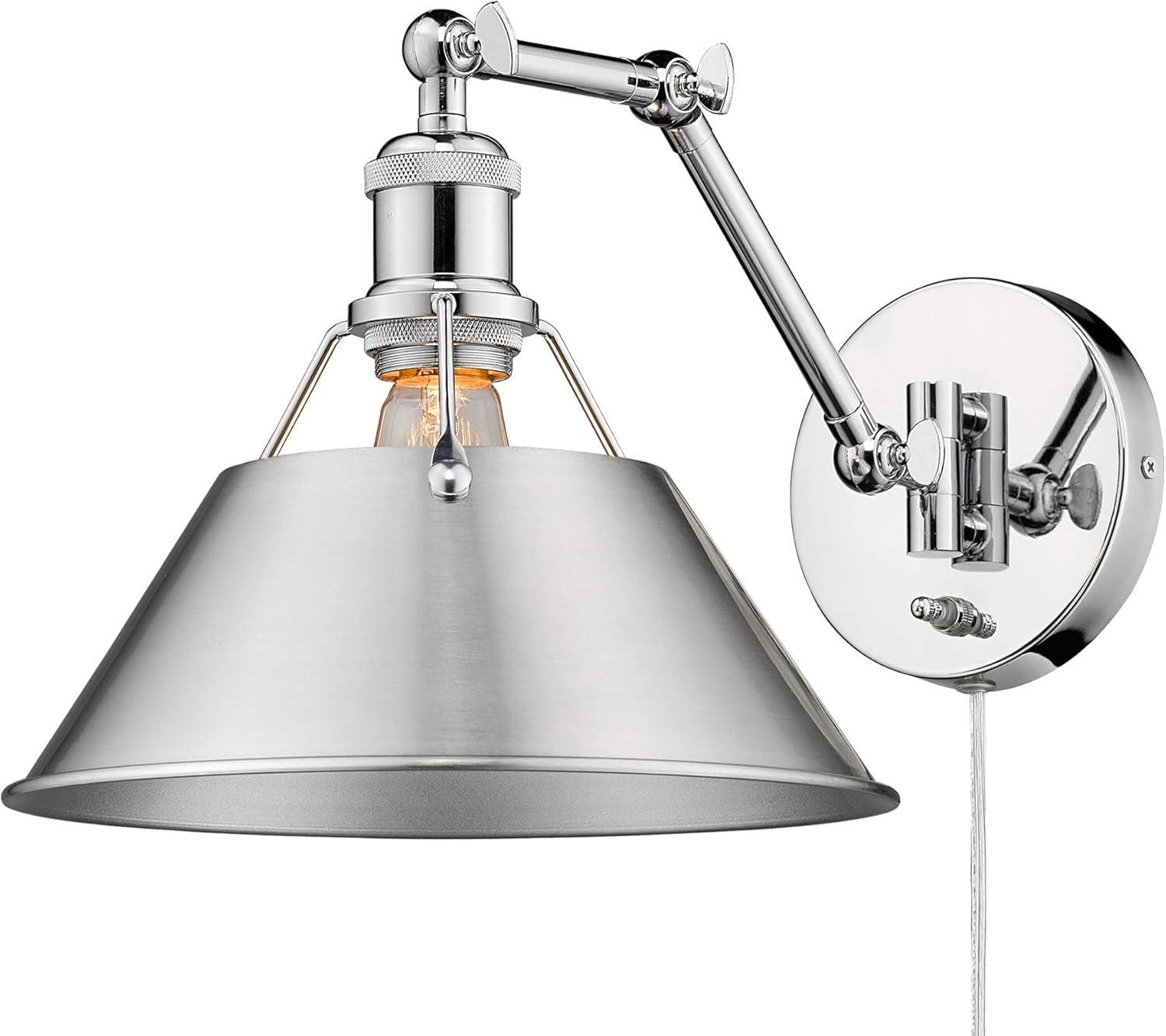 Golden Lighting Orwell 1 Light Articulating Wall Sconce, Silver, 9.00x11.50x10.00 (3306-A1W CH-PW)