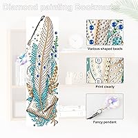 Vista 4 de Paquete de 4 marcadores de pintura de diamantes 5D, marcadores de arte de diamantes de plumas de pavo real con diamantes de imitación y borlas