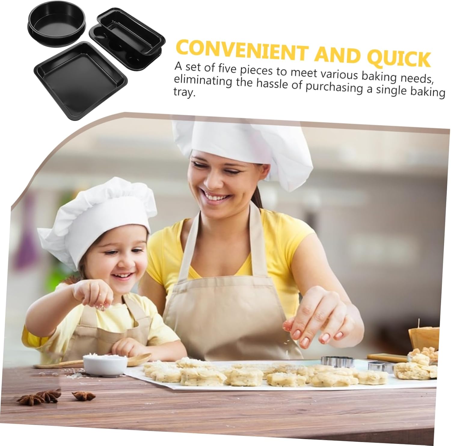 Ciieeo 5pcs Nonstick Bakeware Set for Kitchen Baking Pans for Cake Loaf Muffins and Pizza Versatile Oven Trays for Home Baking Needs