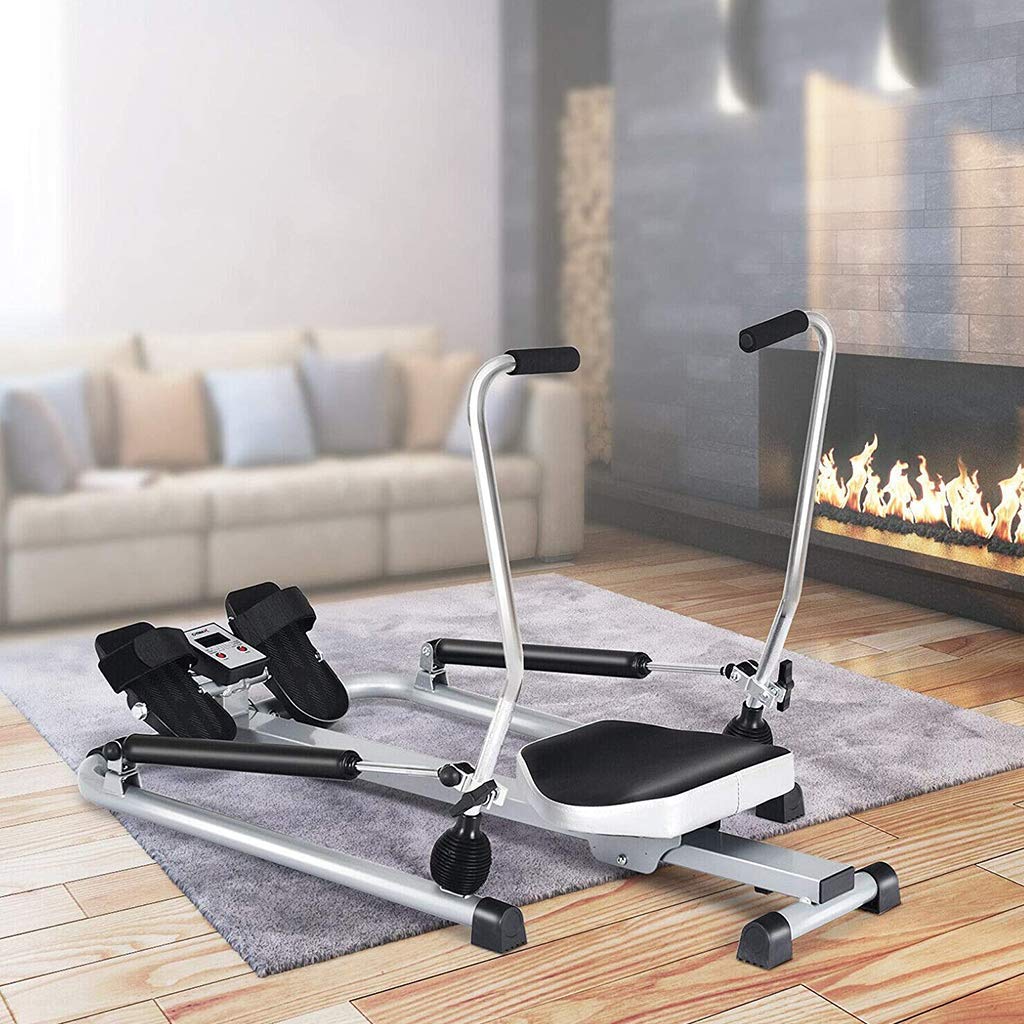 Sprzęt fitness składane maszyny do wiosłowania fitness domowa siłownia wioślarz rower W/regulowany podwójny opór hydrauliczny, monitor fitness LCD, wewnętrzny wielofunkcyjny rząd