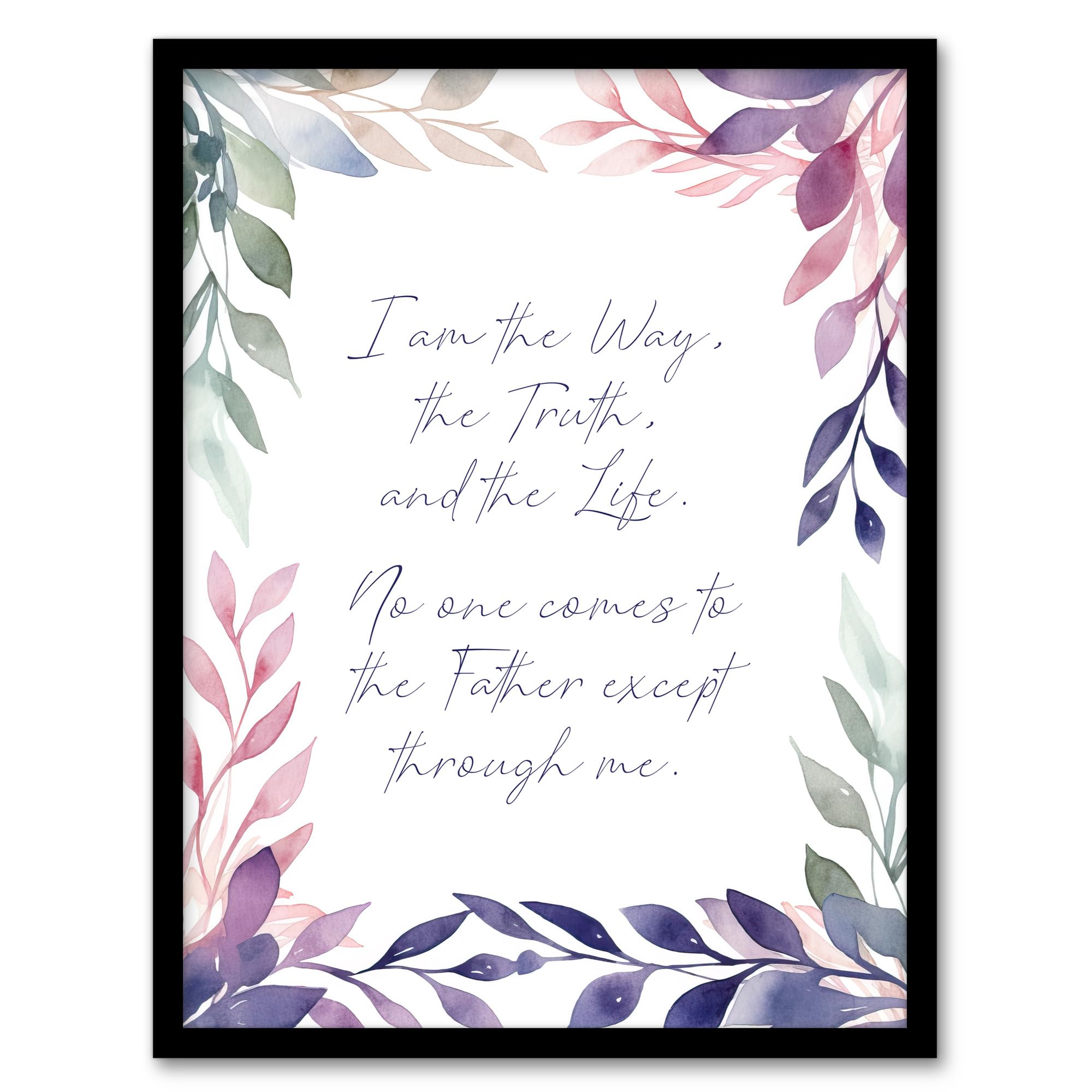 The Way The Truth The Life Violet Bible Quote New Testament Wall Art Print - W12 inch x H16 inch - Artery8
