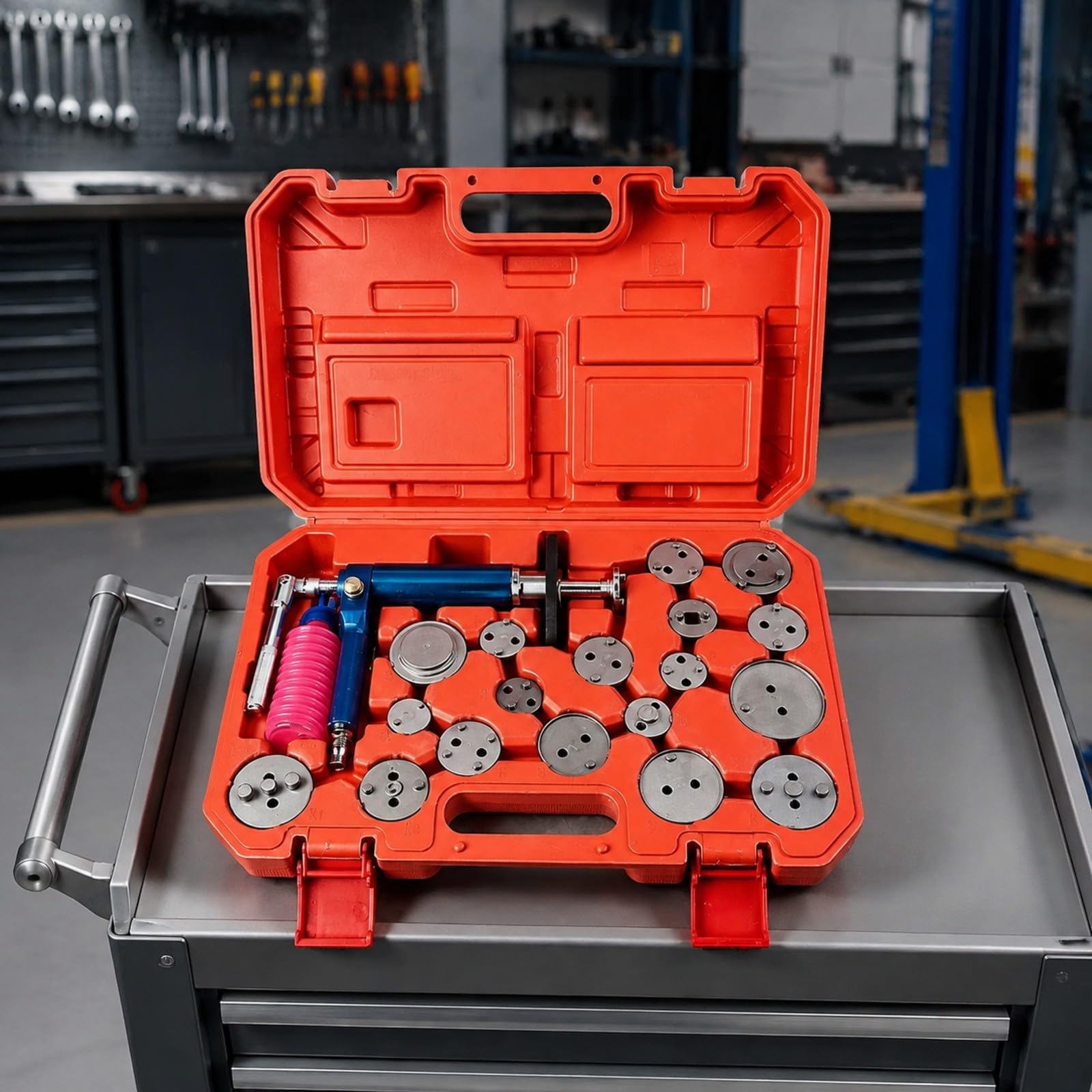 Kit Pistone Regolatore Freno con Dischi Metallici E Flacone Lubrifican per Riparazione Pinza Freno Auto E Manunzione Meccanica Professionale
