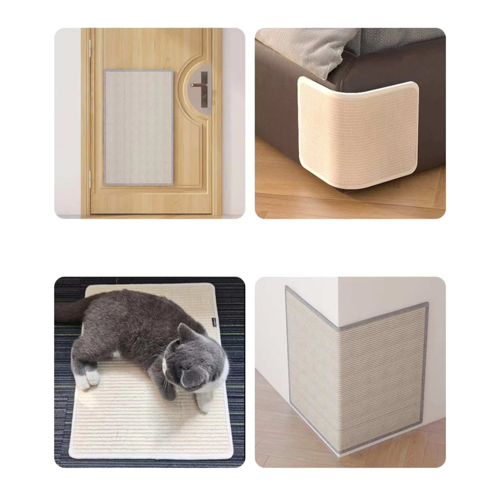 GIBZ Rascador de Sisal para Gatos Esquina de la Silla Natural Protector de Sofá Almohadilla de Rascar para Interior, Gris Claro, Izquierda