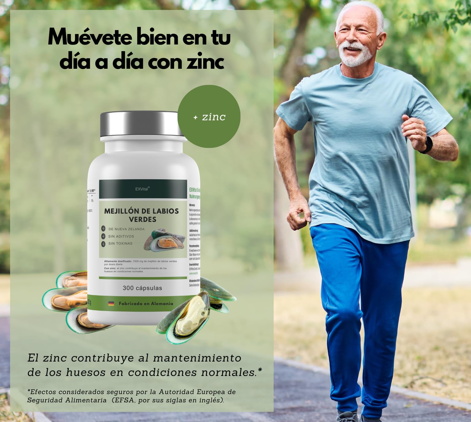 Cápsulas de mejillón de Labio Verde neozelandés con Zinc: Alta dosis de 1500 MG, sin magnesio ni aditivos, 100% Naturales, Calidad Alemana, 300 cápsulas
