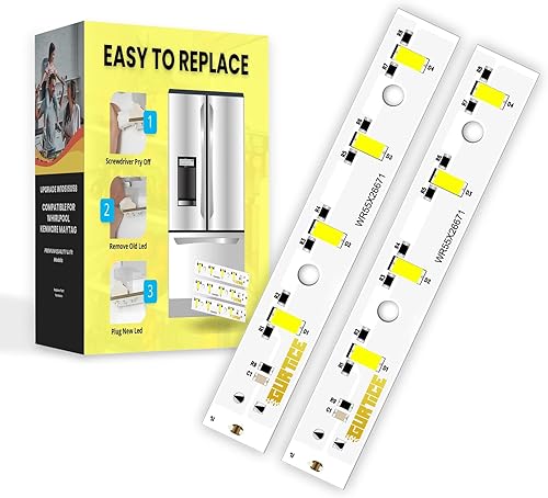 Paquete de 2 tableros de luz LED WR55X26671 PS11767930 AP6035586 compatibles con refrigerador GE, repuesto 4468532 EAP11767930 LED3344588