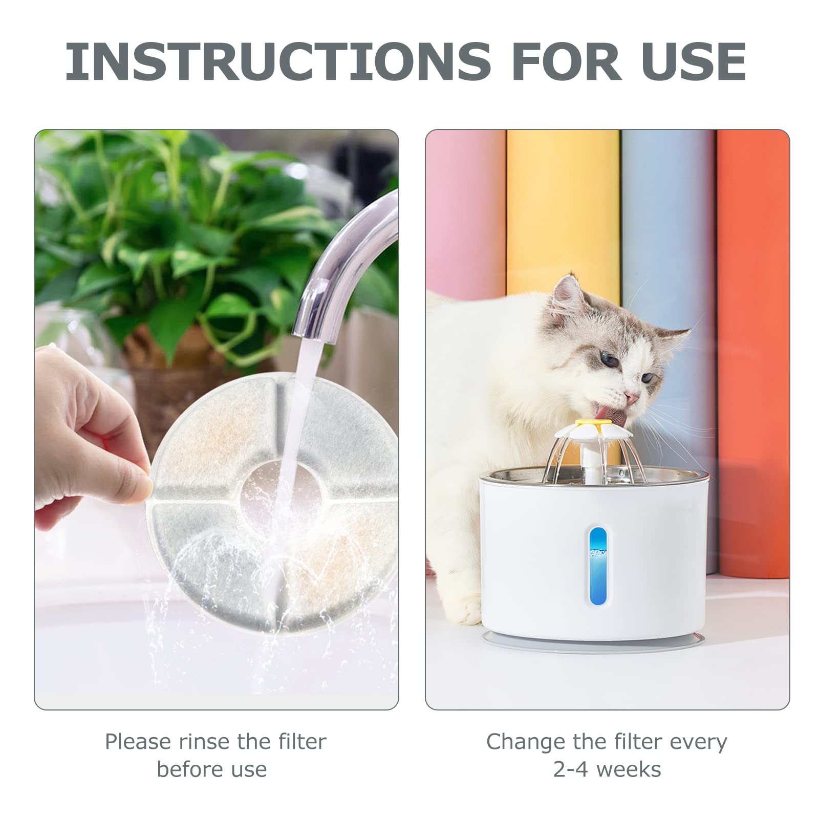 Filtri Fontanella per Gatti Filtro Fontanella per Gatti Filtri Fontana Gatto con Resina e Carboni Attivi Filtri di Ricambio per Dispenser Acqua Fontana Gatto/Cane da 1,6L-2,5L 10 Pezzi