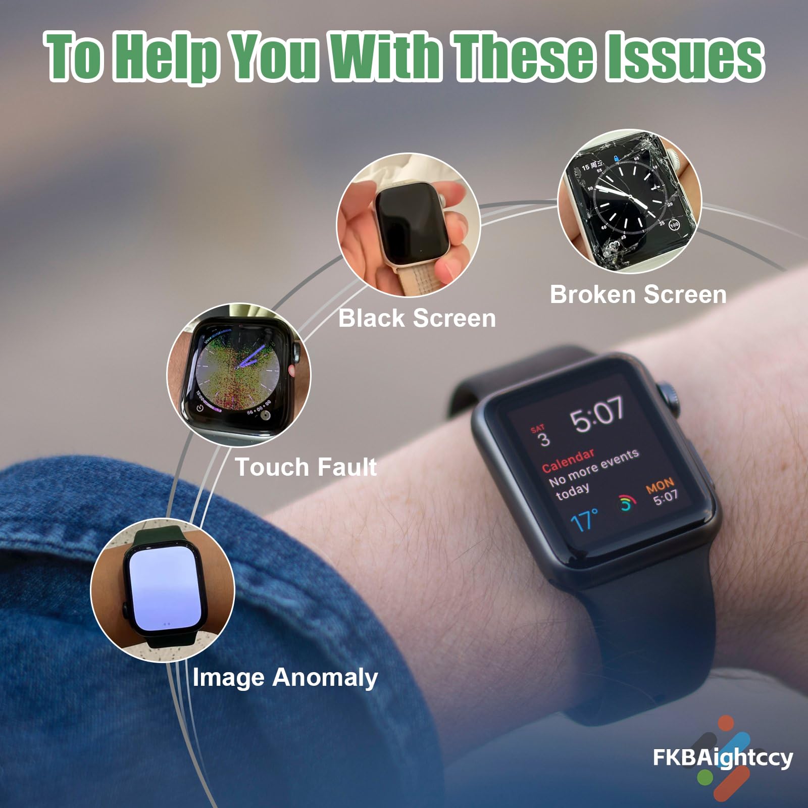 Pantalla LCD de repuesto para Apple Watch Series 1 para Apple Watch Series 1, protector de pantalla táctil digitalizador con herramientas (38 mm)