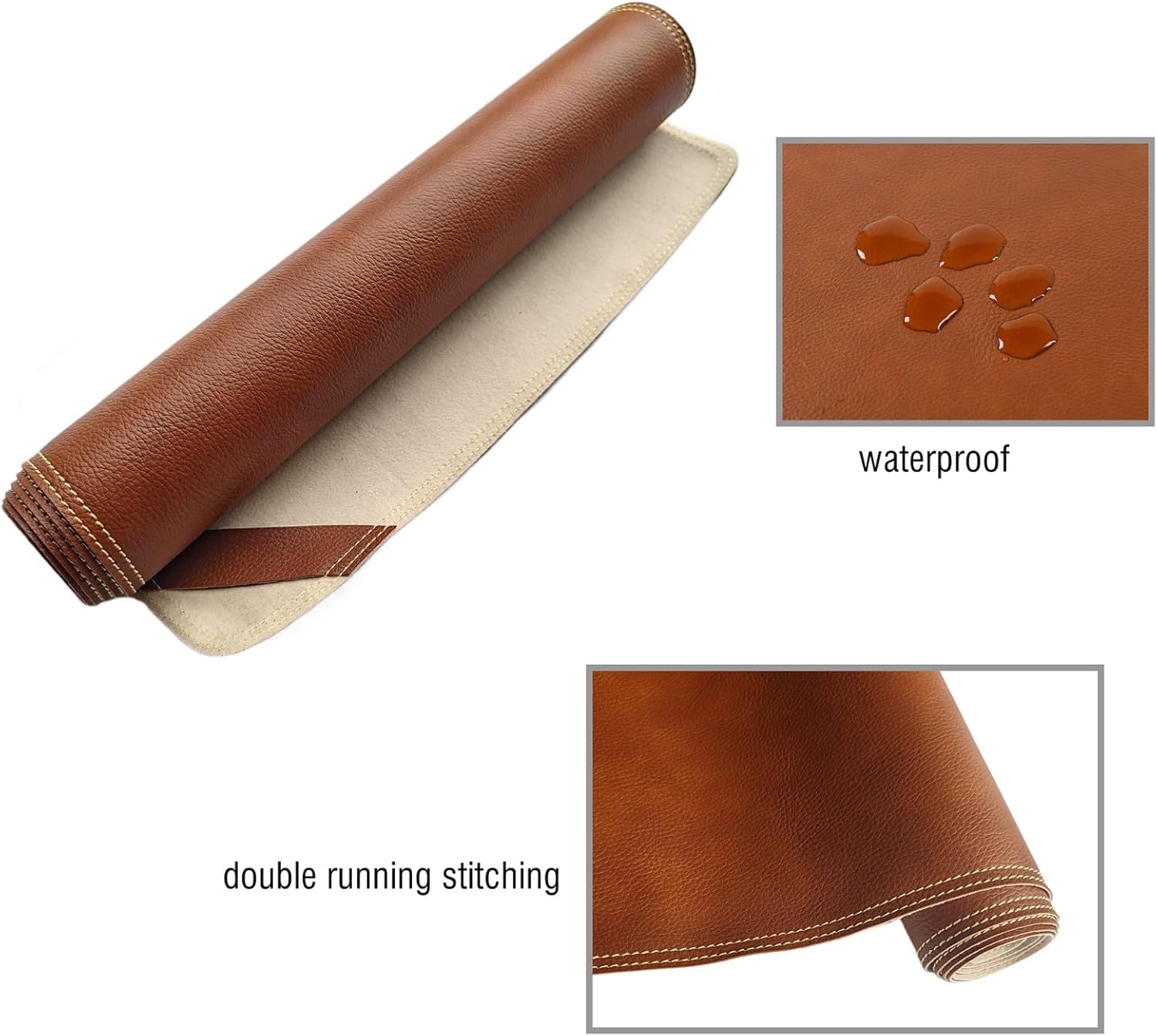 PU Leather Table Runner 71×13 Inches Long,Brown Vintage Waterproof Coffee/Tea Mats,Vagen Leather Tablerunner for Dining Table/Living Room/Bed Decor