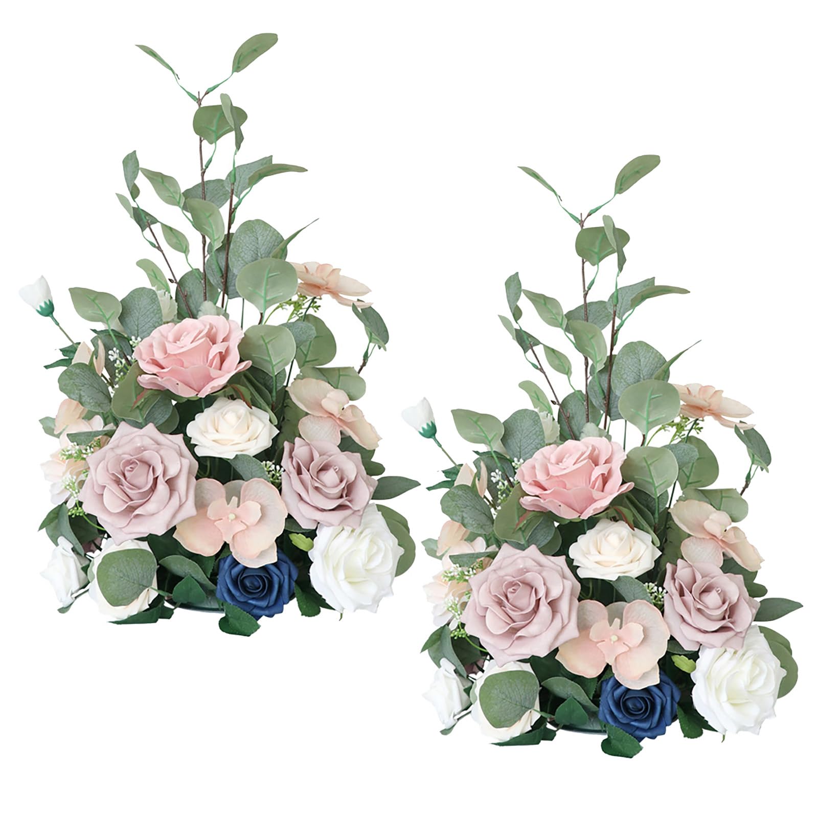 Free Standing Artificial Flower Set of 2,Fake Flower Ball Arrangement Bouquet for Wedding Centerpiece Flower Rack,Wedding Ceremony Aisle Runner Floral Decor(Pink)