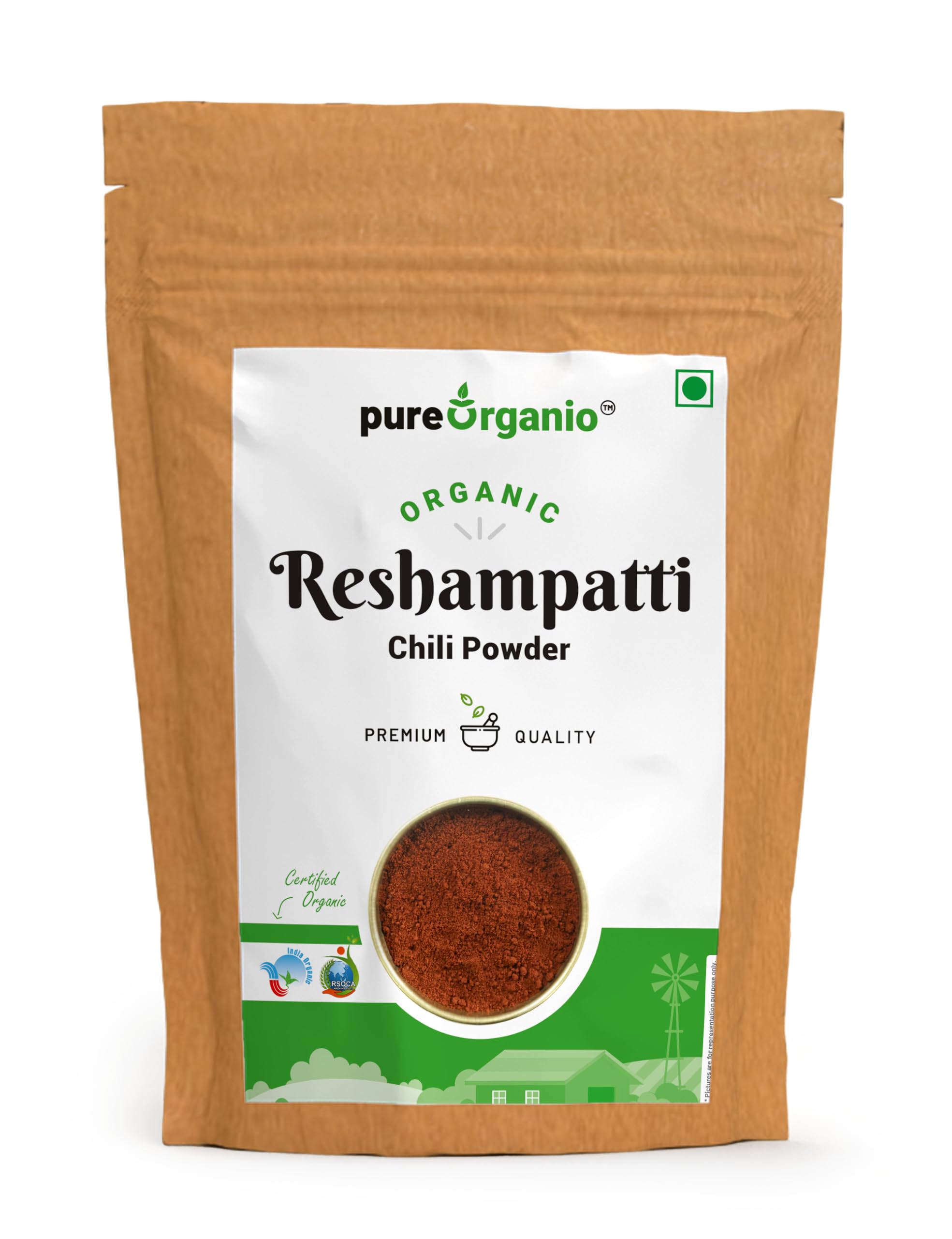 Pure Organio Reshampatti Red Chilli Powder Organic Dry lal Mirchi Powder For Indian Khada Masala Chilly for cooking (350 Gm)