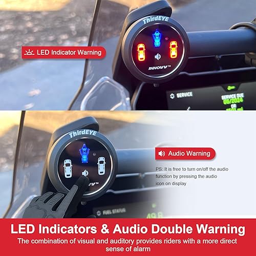 Miniatura 2 de INNOVV ThirdEYE - Sistema de punto ciego para motocicleta con alerta de voz e indicadores, sistema de asistente de moto impermeable, detecta