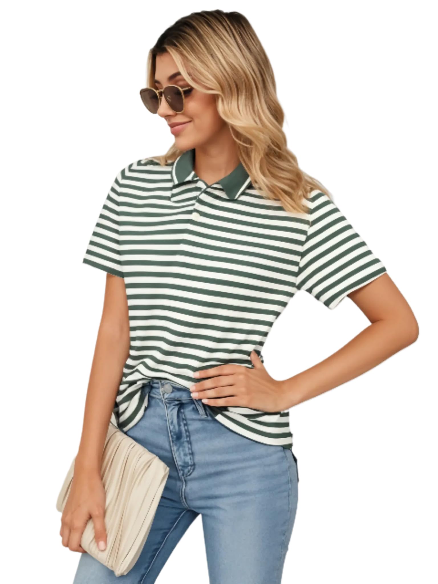 mack jonney Women's Striped Cotton Rich Polo T Shirt | Collar Tshirts | Half Sleeves | Stripe-Regular Fit-MACK640589-picture-11