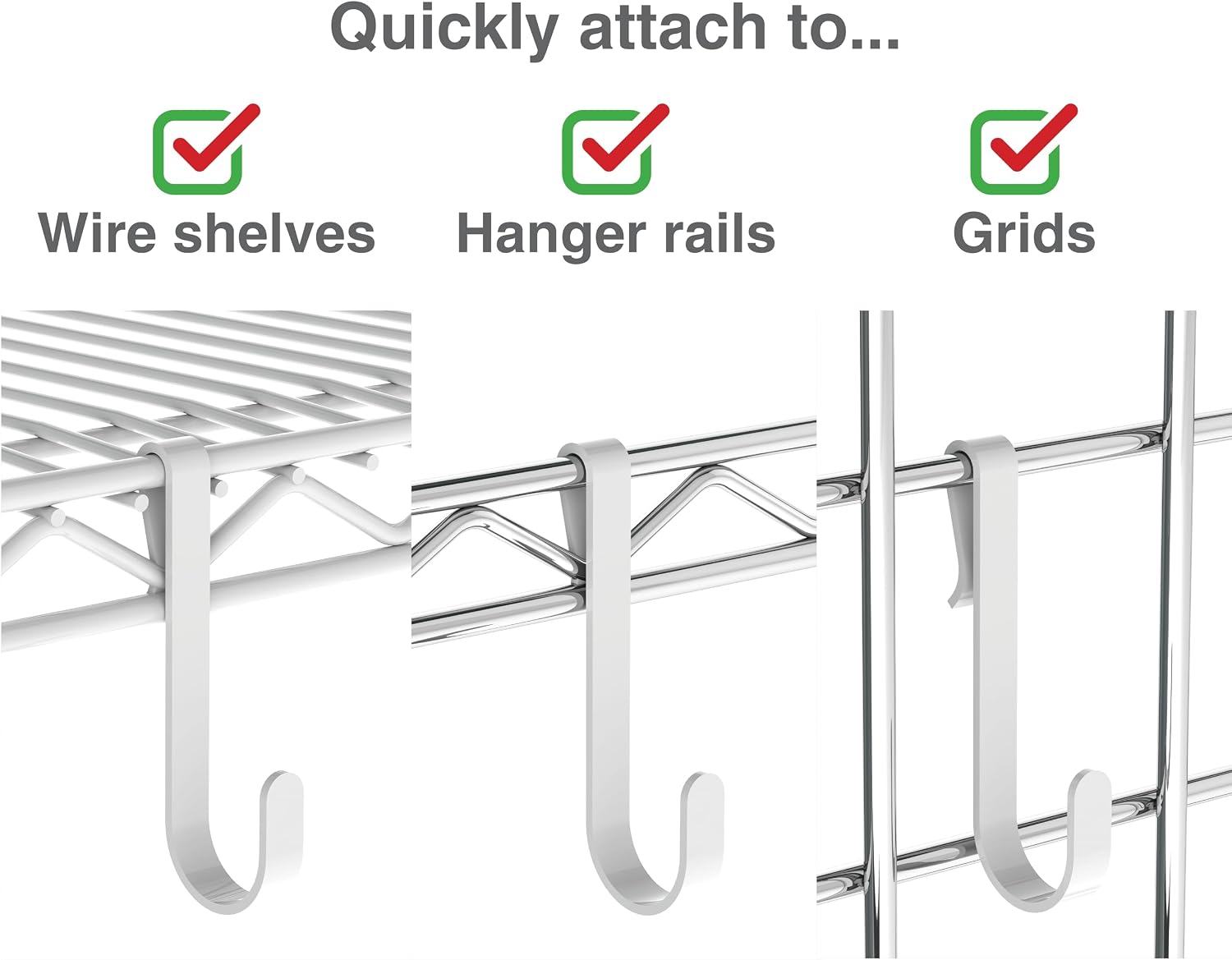 InterMETRO Snap-On Hooks, White (LHK23W)