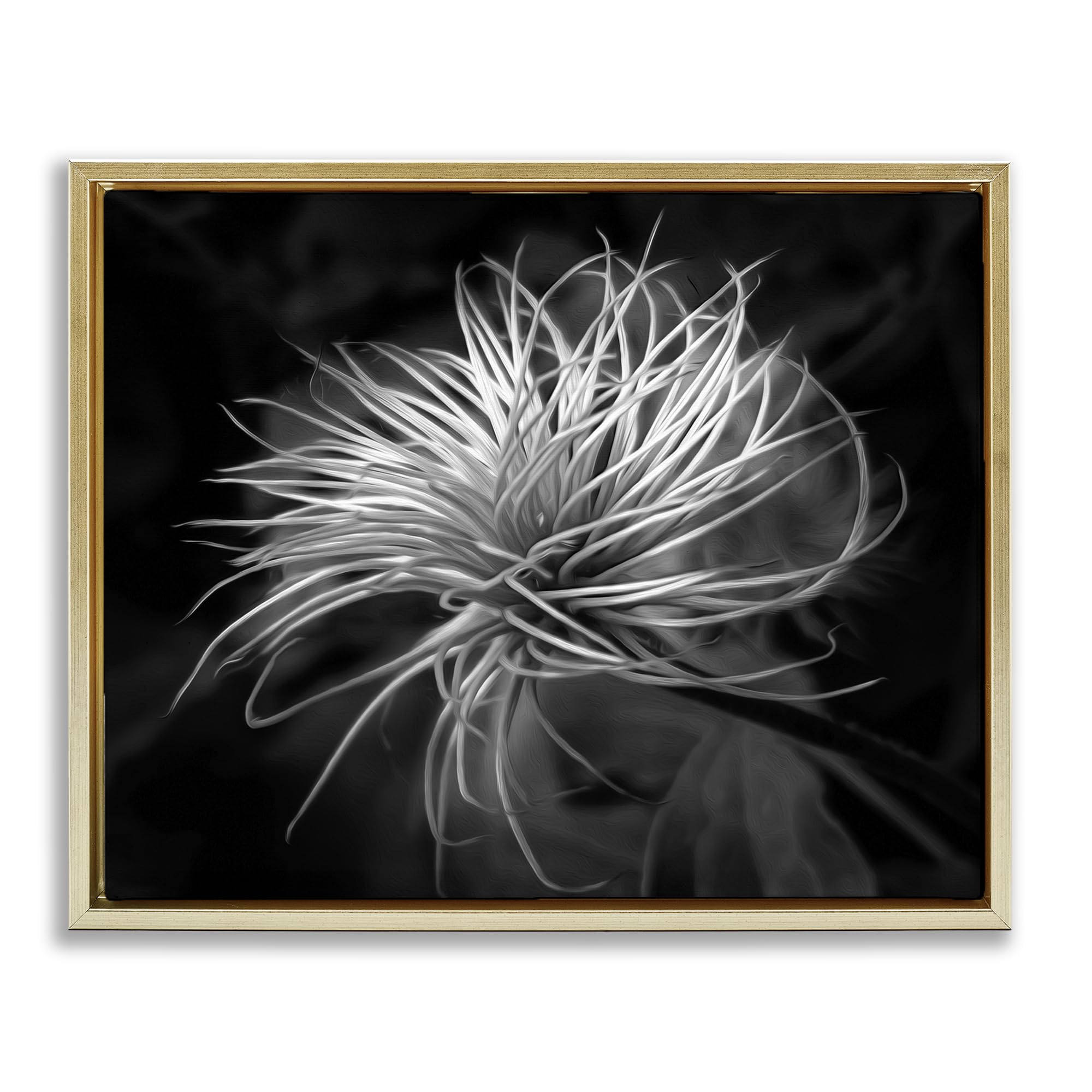 'Twisting Botanical Leaves Contrast'| Floating Frame Canvas Art