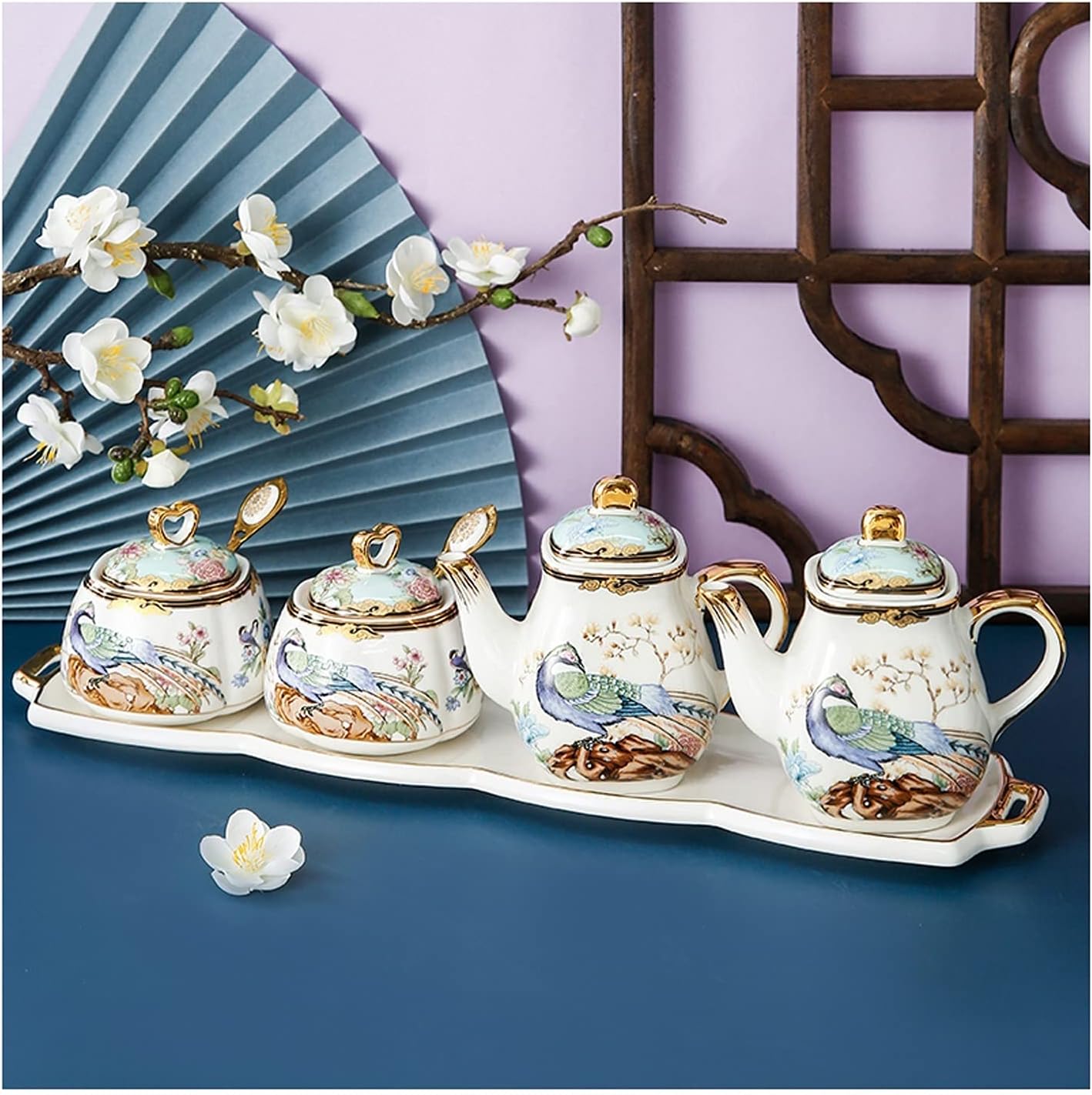 Spice jar Creative Household Oil Salt Sauce and Vinegar Condiment Bottle Ceramic Sugar Bowl Kitchen Condiment Box Set Set of 4 Spice Containers,C