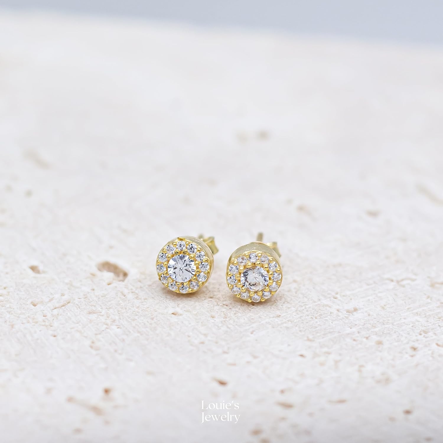 Round Stud Earrings, Zircon Stud Earrings,14K Gold Plated, 925 Silver Jewelry, Everyday Earrings, Geometric Earrings, Mini Stud Earrings, Handmade Jewelry, Gift for Her - Image 7