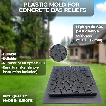 4 pcs Beautiful Plastic Form Big Pathmaker Concrete Molds & 4 pcs Concrete Set Patio Paving Molds