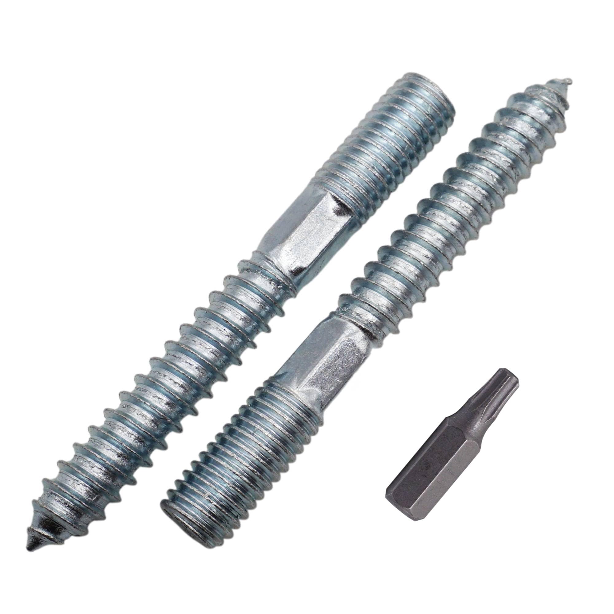 SKIR'CO (15 pcs) Hanger Bolts M10 x 80 mm, Double Ended Thread Dowel Screws, Double Headed Bolts