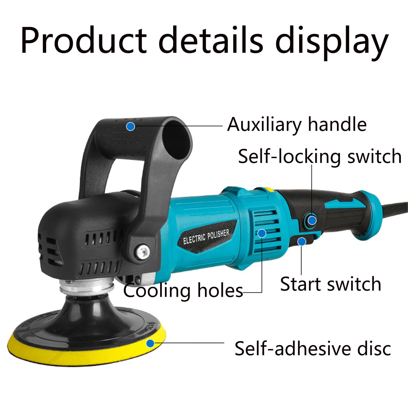 Lucidatrice Auto,980W lucidatrice per auto 5800 Giri/min, lucidatrice rotorbitale,6 Velocità Regolabili,2*Spugne Lucidanti Impugnatura D staccabile per Auto,Lucidatura di Pavimenti e cera