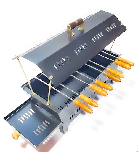 Rahs Iron Charcoal Grill (8 Skewers, Matte Black)