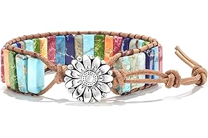 7 Chakra Yoga Bracelets for Women & Men: Healing Leather Wrap Jewelry