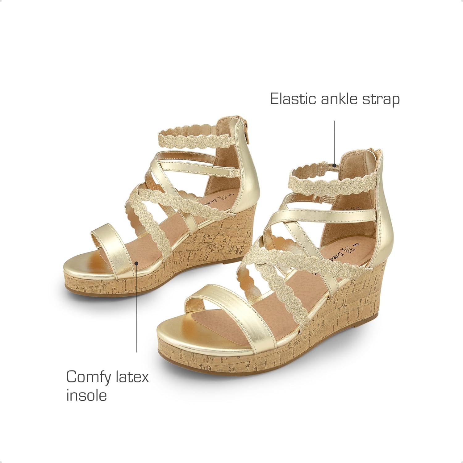 DREAM PAIRS Girls Wedge Sandals Flatform Open Toe Platform Sandals Flower Wedding Party for Little Kid/Big Kid - Image 5