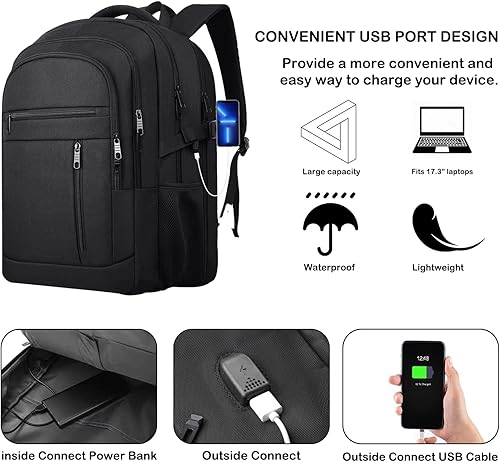 Miniatura 5 de Lapsouno Mochila, paquete de 2 mochilas para laptop, mochila de transporte, mochila duradera extra grande de 17 pulgadas compatible con la TSA para