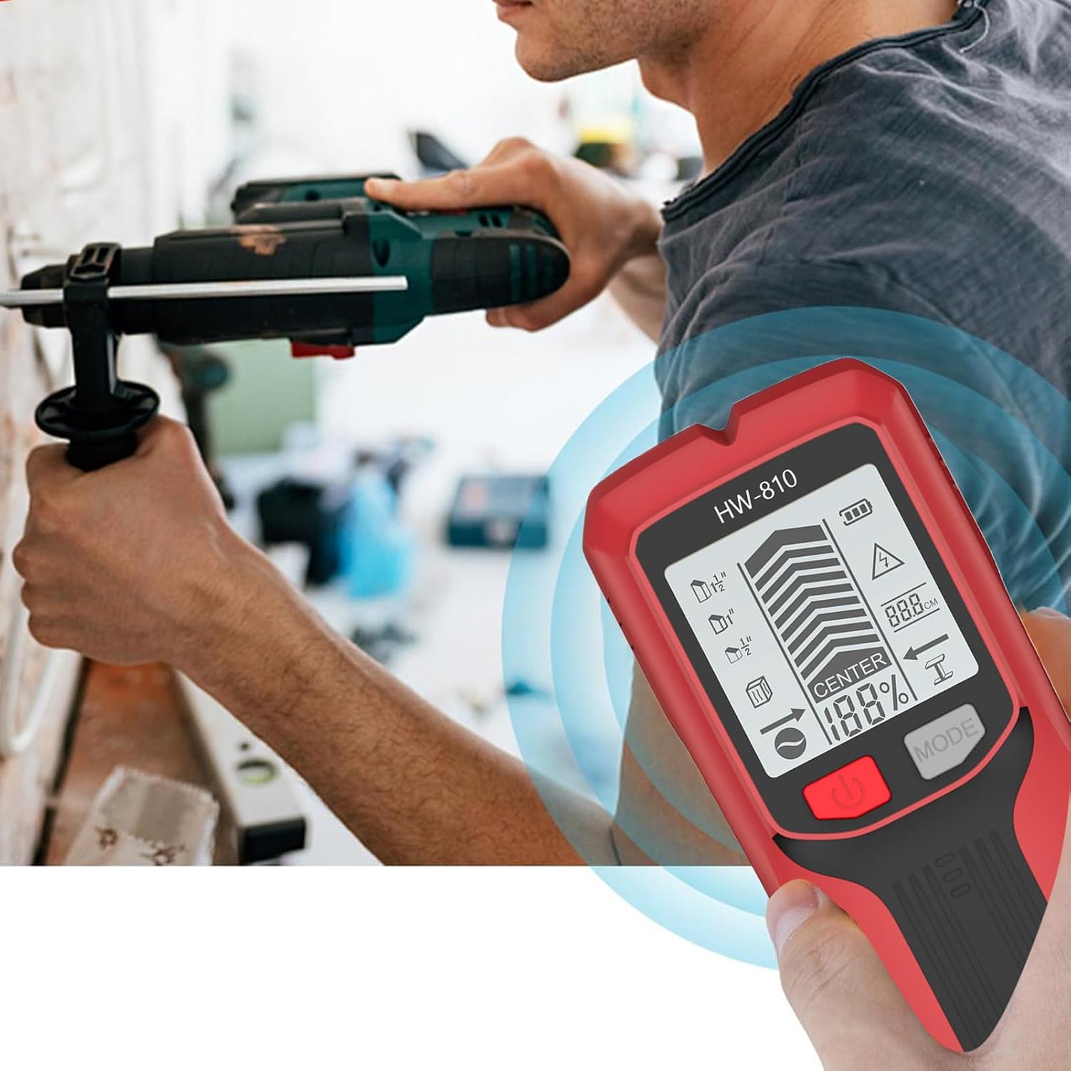 Wall Detector Scanner, Multifunctional Handheld LCD Display Stud Finders Scanners, Metal Detectors for Electrical Woodworking Framing Construction Masonry Renovation Cabinet