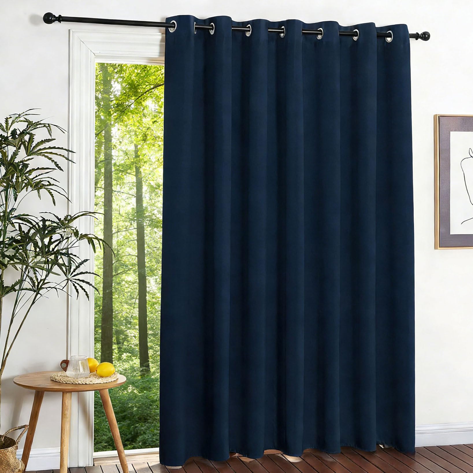 Verdunklungsvorhänge 180 x 115 cm Verdunkelung Kälteschutz Abdunkelnde Vorhänge mit Ösen Modern 1 Stück für Schlafzimmer, Wohnzimmer, Esszimmer, Marineblau