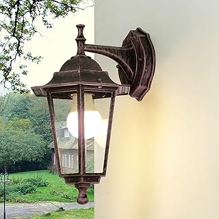Licht-Erlebnisse Utomhuslampa vägg Rustikal IP44 E27 H: 36 cm aluminium glas i svart-röd antik vägglykta vägglampa utomhus...
