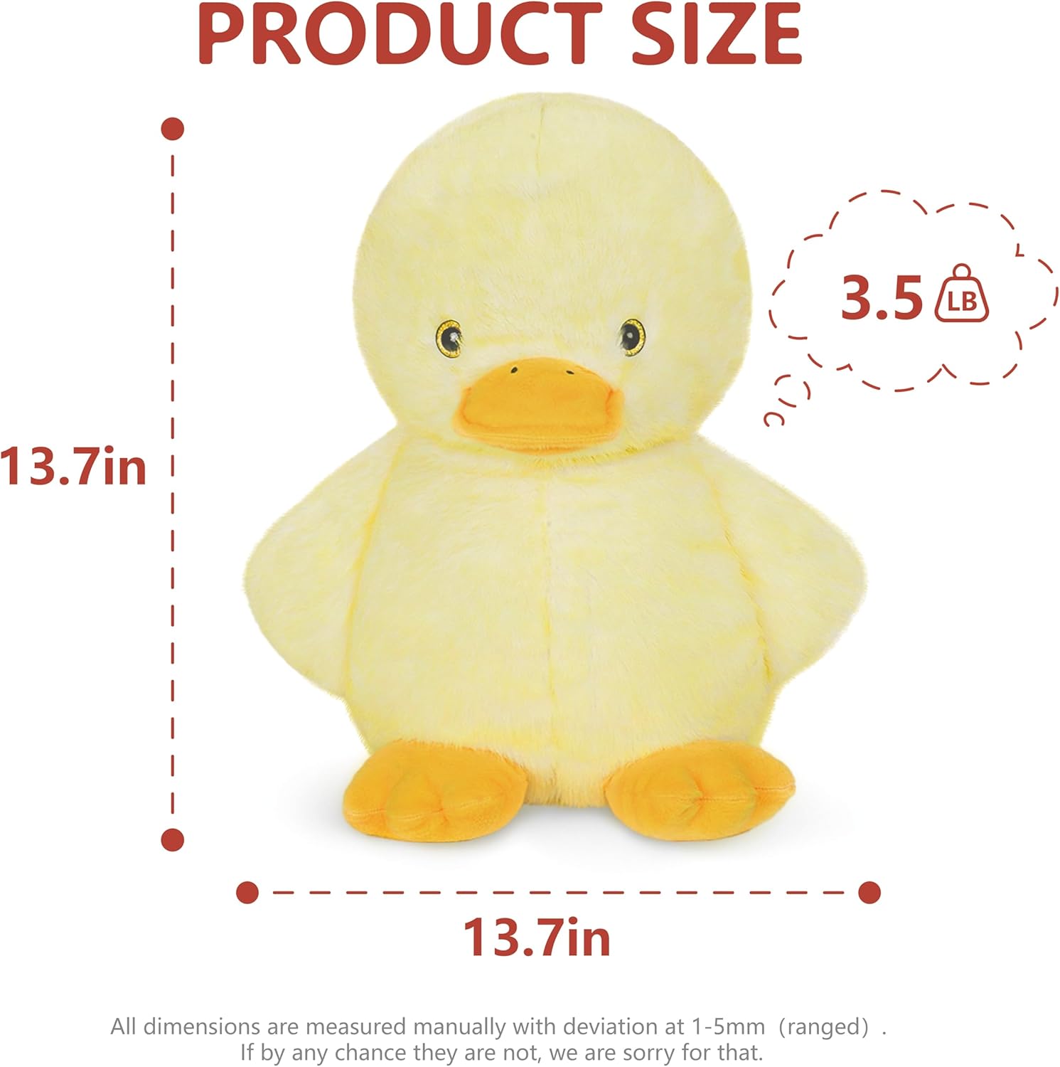 Niuniu Daddy 14" | 3.5 Pound Duck Weighted Plush Stuffed Animal, Heavy Duck Pillowfort Toys for Kids Adults, Weighted Beads for Plush Animals Body Pillow for Presents Birthday Christmas Holiday