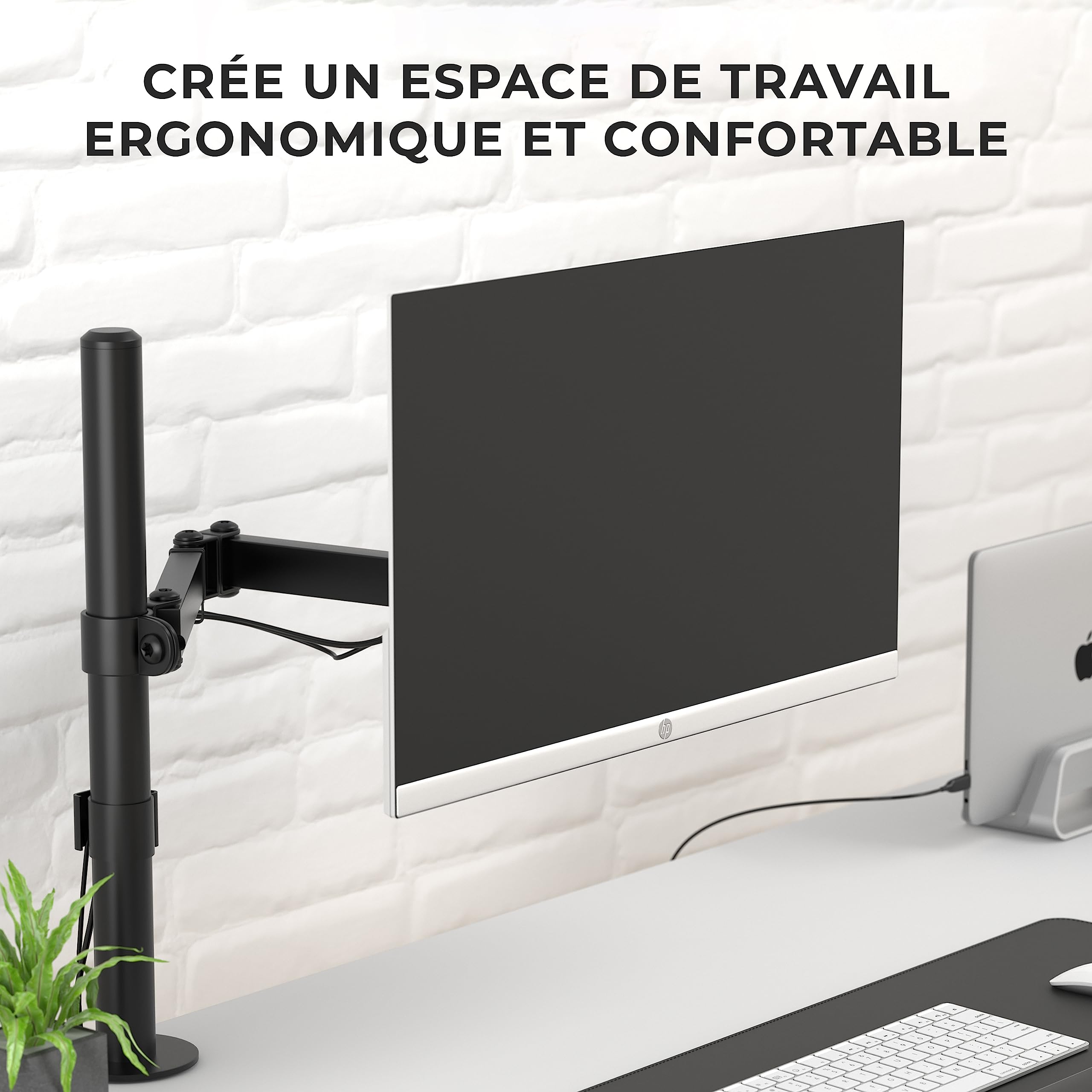 HumanCentric Adaptateur VESA pour écrans HP M Series M22f, M24f, M24fd, M24fw, M24fwa, M27f, M27fd, M27fq, M27fw, M27fwa, et M32f, Support d'adaptateur VESA pour Moniteur sur Support, Bras