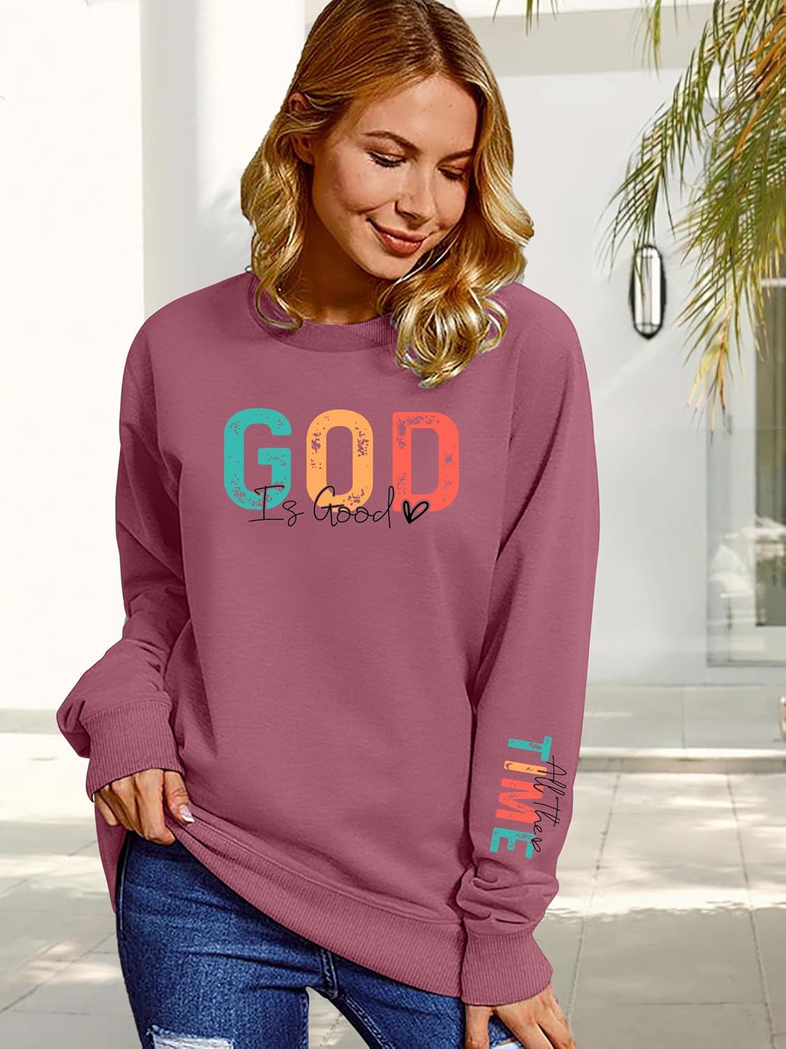 God is Good Sweatshirt Women: Christian Sweatshirts Jesus Religious Pullover Bible Verse Inspirational Tops - Image 3