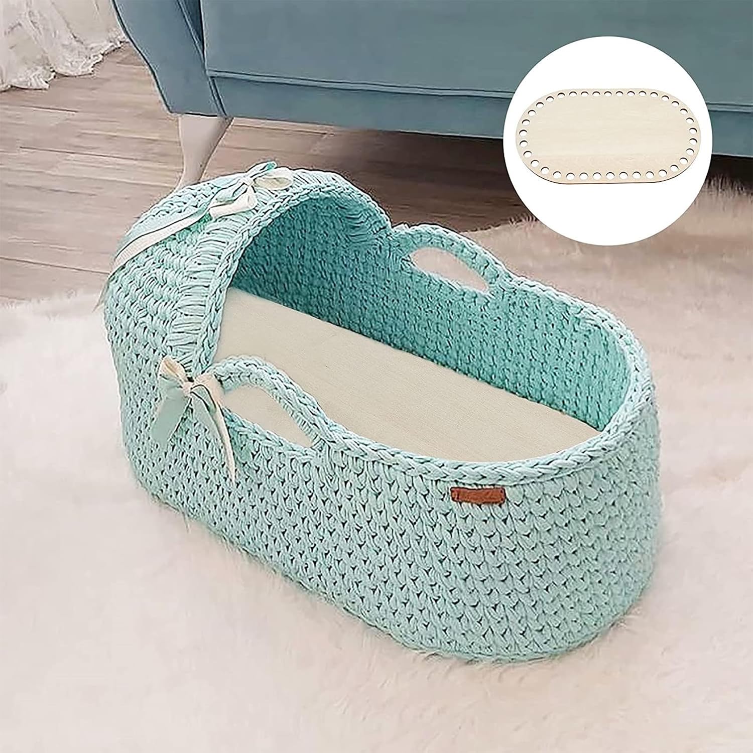 Pack of 2Pcs Unfinish Basket Bottoms Wood Crochet Base for Crochet Crafting Bag Making Sewing Accessories Wood Basket Bottom