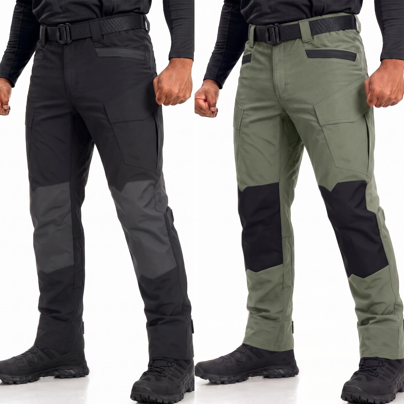 didelia - Il Pantalone tattico Che resiste a Tutto, Set 2 Pezzi | Tessuto ripstop DWR idrorepellente, 7 tasche cargo, ginocchia rinforzate, vita elastica per lavoro outdoor
