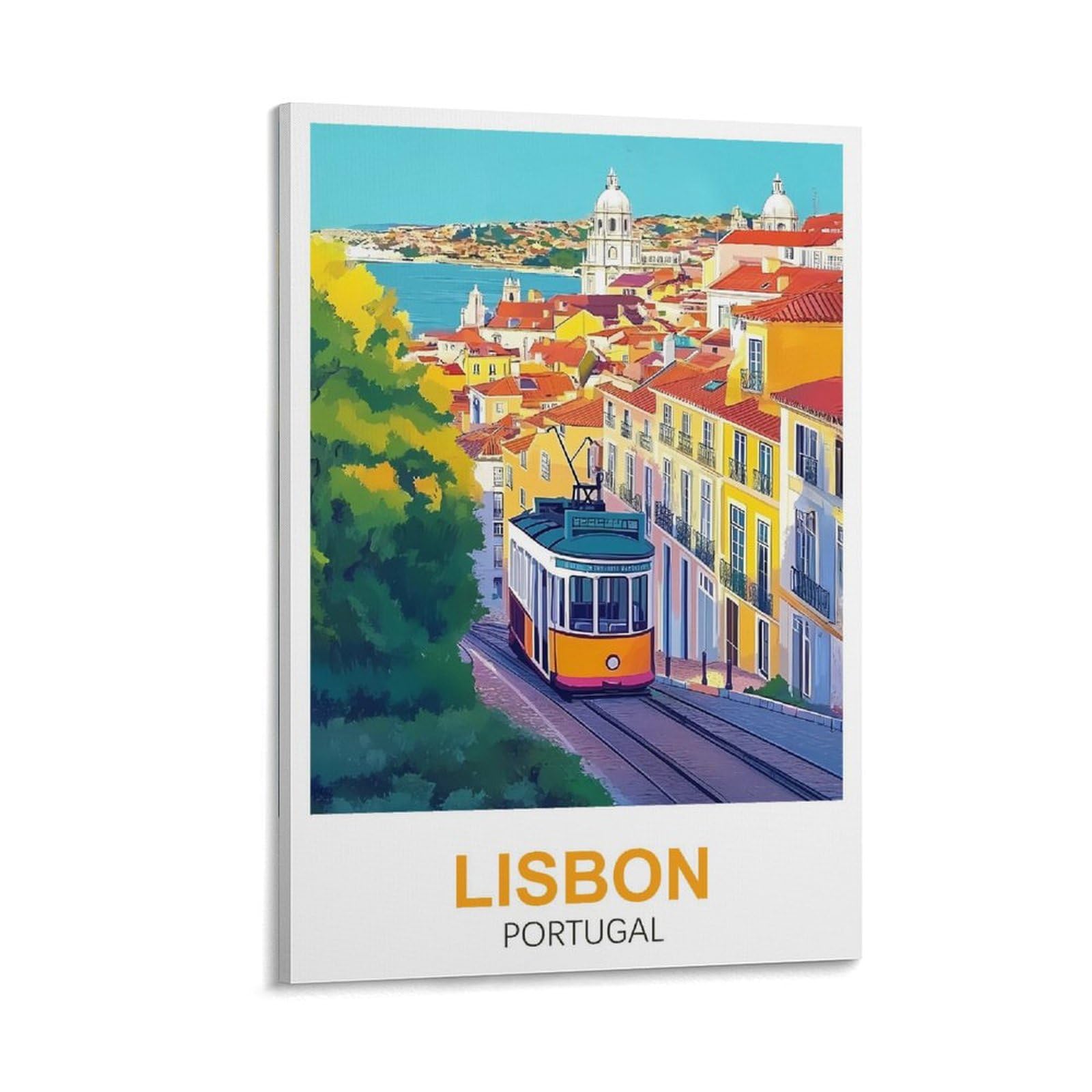 XLLYXYGJQ Lisbon Portugal Vintage Travel Posters 08x12inch(20x30cm) Canvas Wall Art Poster Print Artwork Painting Picture for Home Decoration Living Room Office Bedroom