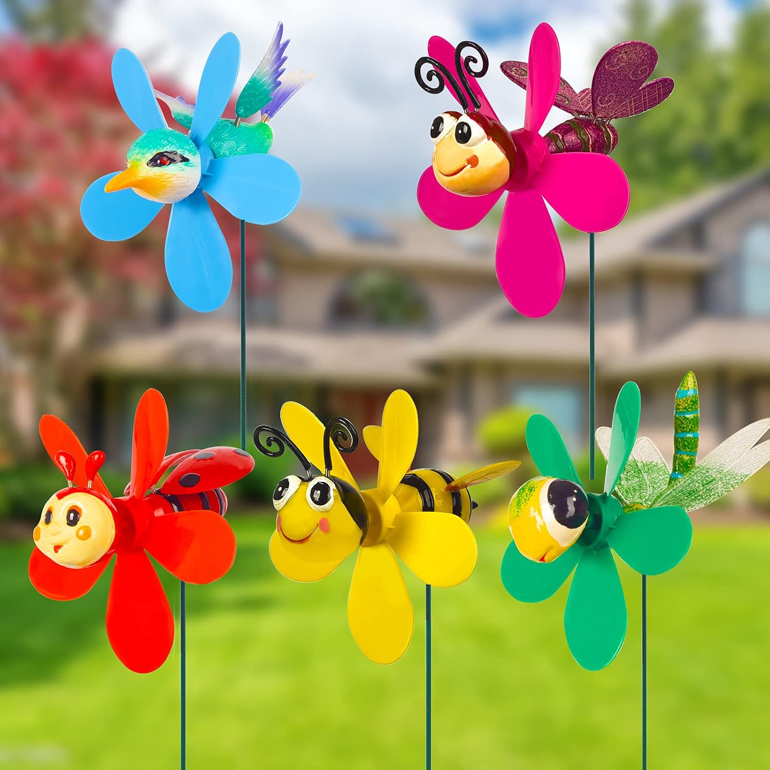 FENELY Garden Pinwheels Whirligigs Wind Spinner Windmill Toys for Kids Yard Decor Lawn Decorations Hummingbird Decorative Garden Stakes Outdoor Whirlygig Windmills Gardening Art Whimsical Baby Gifts