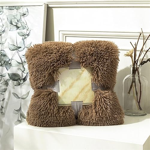 Vista 11 de Manta de piel sintética súper suave y peluda para cama, mullida y acogedora manta ligera de felpa cálida para sofá, sofá, gris, 63 x 79 pulgadas