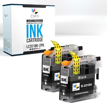LC201 Black Replacement Ink Cartridge for Brother DCP-J4120DW, MFC-J460DW, J4625DW, J480DW, J485DW, J5320DW, J5625DW, J680DW, J880DW, J885DW Printer 2 Black