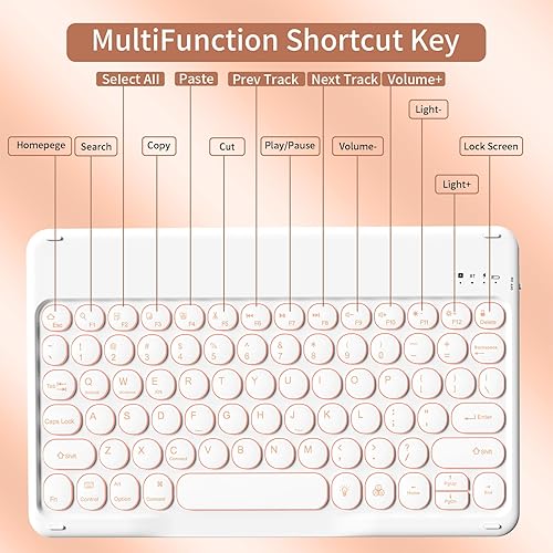 Miniatura 78 de aoub Funda para iPad de 9ª/8ª/7ª generación de 10.2 pulgadas, funda de teclado Bluetooth inalámbrica desmontable, funda trasera de TPU suave