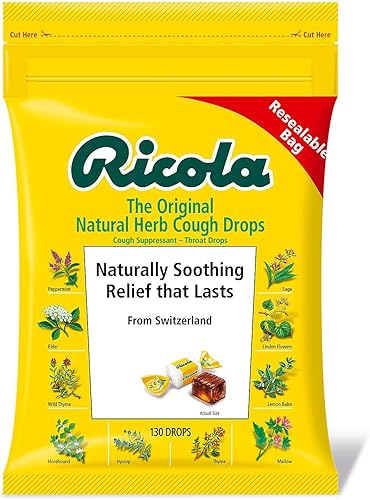 Ricola Gotas para la tos de hierbas naturales originales 2 bolsas 130 gotas cada una